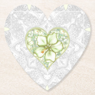 Dessous-de-verre En Papier Hibiscus & dentelle BLANC