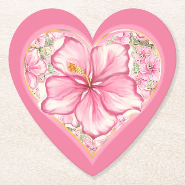 Dessous-de-verre En Papier Hibiscus & dentelle PINK (Devant)