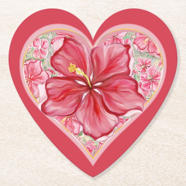 Dessous-de-verre En Papier Hibiscus & dentelle RED (Devant)