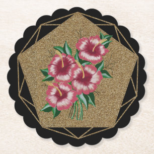 Dessous-de-verre En Papier Hibiscus or