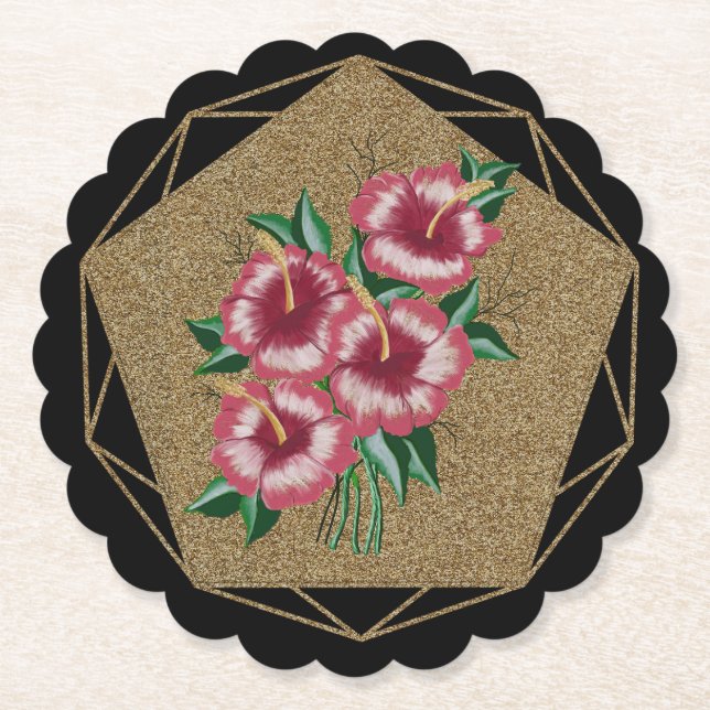 Dessous-de-verre En Papier Hibiscus or (Devant)