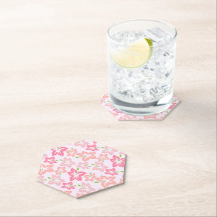 Dessous-de-verre En Papier Hibiscus Rose, Fleurs Roses, Motif De Fleurs