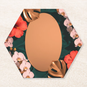 Dessous-de-verre En Papier Hibiscus Rouge Tropical Botanique Floral de Luxe