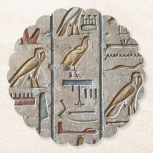 Dessous-de-verre En Papier Hiéroglyphe Ancien Égypte Langue Texte Gravé