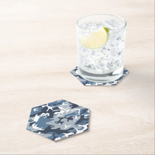 Dessous-de-verre En Papier Hiver Camouflage bleu neige, Militaire, Armée