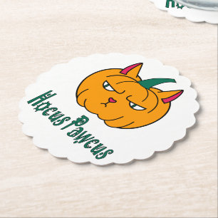 Dessous-de-verre En Papier Hocus pawcus Halloween citrouille ginger cat magie