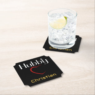 Dessous-de-verre En Papier Hubby Wifey Mariage fête d'anniversaire