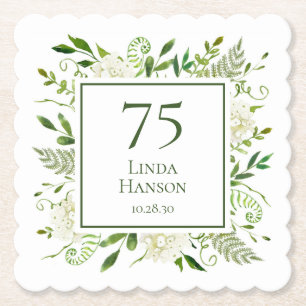 Dessous-de-verre En Papier Hydrangeas blanches pour 75e anniversaire