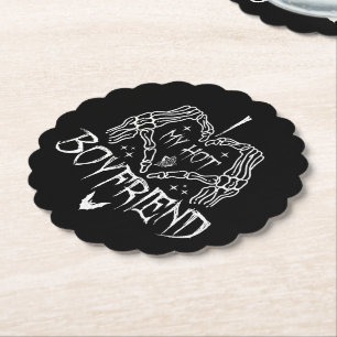 Dessous-de-verre En Papier I Love My Hot Boyfriend Halloween Skeleton Drôle