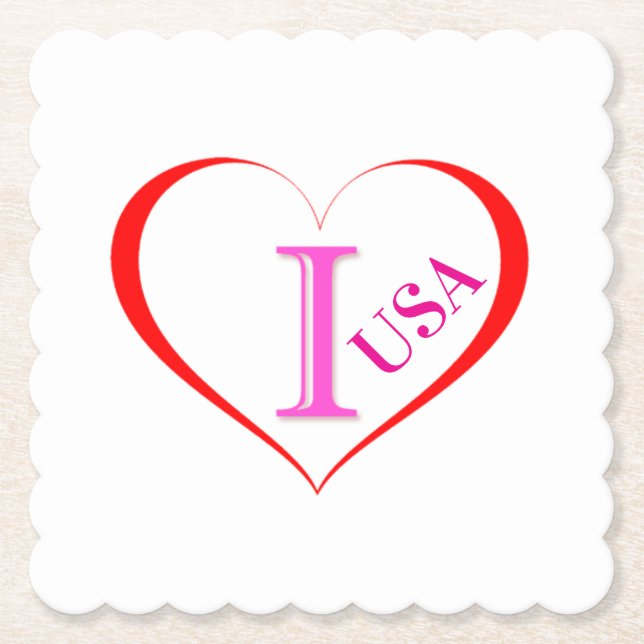 Dessous-de-verre En Papier I Love USA (Devant)