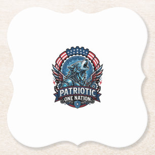 Dessous-de-verre En Papier IA patriotique Liberté Loup Cyberpunk Avenir Liber