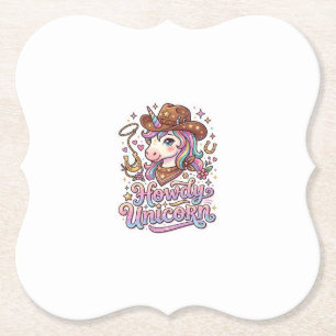 Dessous-de-verre En Papier Idée cadeau licorne Howdy autocollant et chemise L