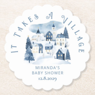 Dessous-de-verre En Papier Il faut un village Nuit d'hiver Bébé sous la neige