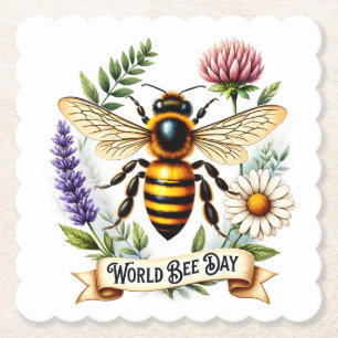 Dessous-de-verre En Papier Illustration de la Journée mondiale des abeilles a