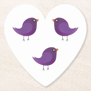 Dessous-de-verre En Papier Illustration de petit oiseau violet mignon