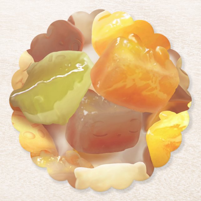 Dessous-de-verre En Papier Illustration du dessert de balle Taro (Devant)