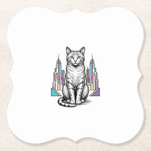 Dessous-de-verre En Papier Illustration vectorielle de la ville de chat cyber