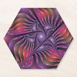 Dessous-de-verre En Papier Imaginaire coloré Abstrait Trippy Violet Fractal