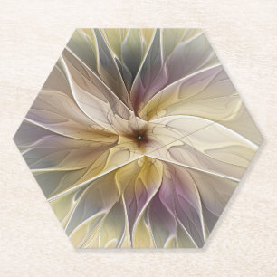 Dessous-de-verre En Papier Imaginaire Floral Gold Eggplant Art Fractal Abstra