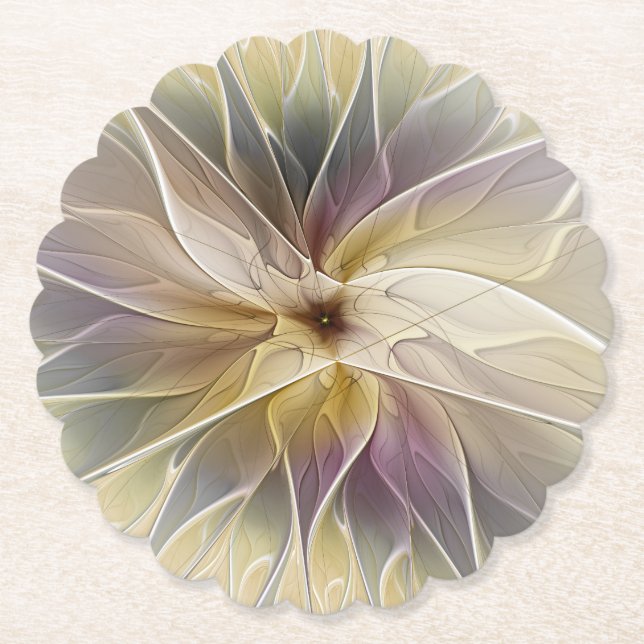 Dessous-de-verre En Papier Imaginaire Floral Gold Eggplant Art Fractal Abstra (Devant)