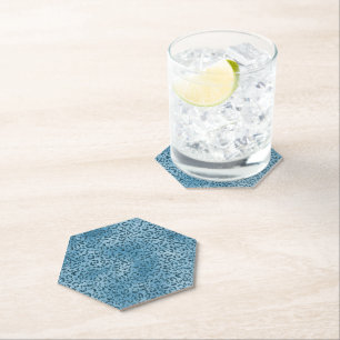 Dessous-de-verre En Papier Imprimé léopard pailleté bleu turquoise