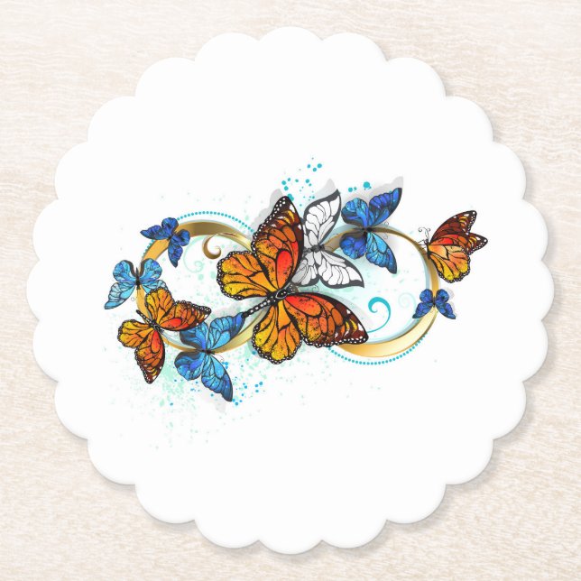 Dessous-de-verre En Papier Infini de papillons monarques (Devant)