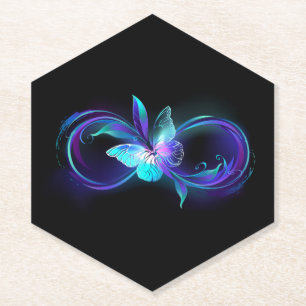 Dessous-de-verre En Papier Infinité brillante avec papillon magique