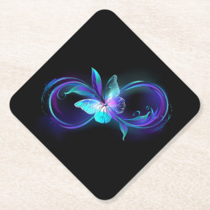 Dessous-de-verre En Papier Infinité brillante avec papillon magique