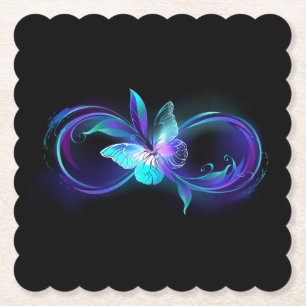 Dessous-de-verre En Papier Infinité brillante avec papillon magique