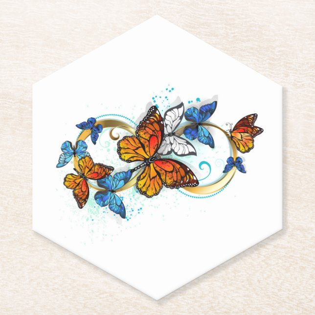 Dessous-de-verre En Papier Infinité de papillons monarques (Devant)