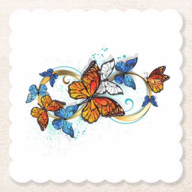 Dessous-de-verre En Papier Infinité de papillons monarques (Devant)