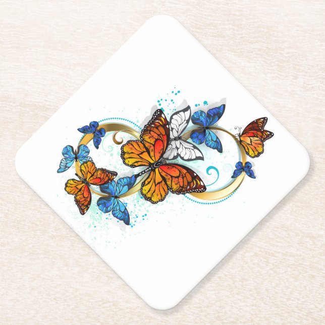 Dessous-de-verre En Papier Infinité de papillons monarques (Devant)
