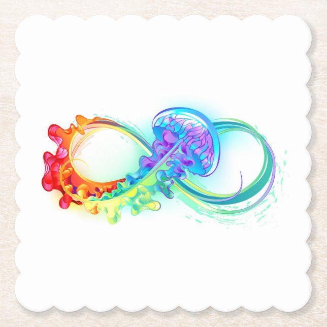 Dessous-de-verre En Papier Infinity avec Rainbow Jellyfish (Devant)