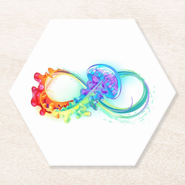 Dessous-de-verre En Papier Infinity avec Rainbow Jellyfish (Devant)