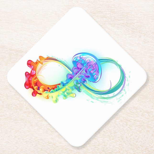 Dessous-de-verre En Papier Infinity avec Rainbow Jellyfish (Devant)