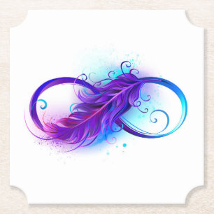 Dessous-de-verre En Papier Infinity with purple feather