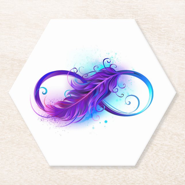 Dessous-de-verre En Papier Infinity with purple feather (Devant)