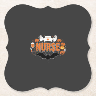 Dessous-de-verre En Papier Infirmière d'Halloween dégoulinante de citrouille