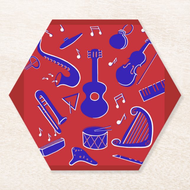 Dessous-de-verre En Papier Instruments de musique (Devant)