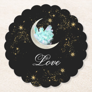 Dessous-de-verre En Papier *~* INTENTION LOVE Gold Céleste Lune cristal