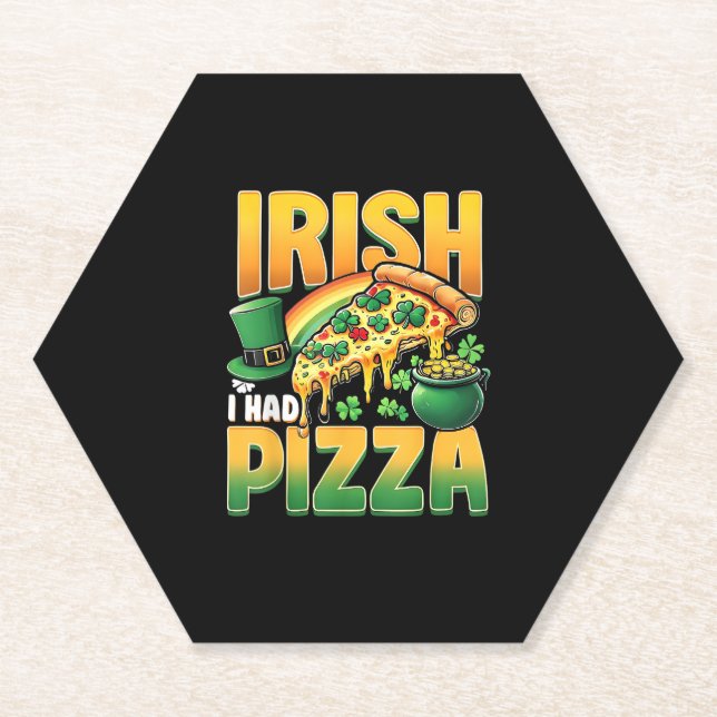 Dessous-de-verre En Papier Irlandais J'Avais Pizza Funny St Patrick's Day Lov (Devant)