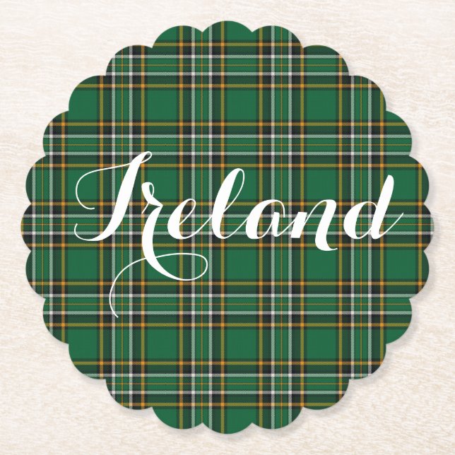 Dessous-de-verre En Papier Irlandais Tartan Plaid Personnalisé (Devant)
