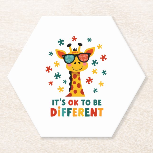 Dessous-de-verre En Papier It's Ok To Be Different Giraffe Autism Awareness B (Devant)