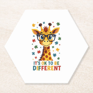 Dessous-de-verre En Papier It's Ok To Be Different Giraffe Autism Awareness B