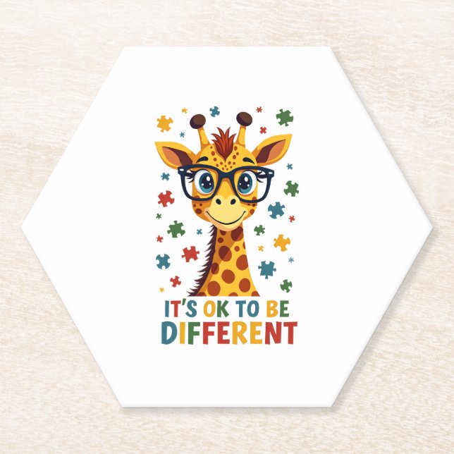 Dessous-de-verre En Papier It's Ok To Be Different Giraffe Autism Awareness B (Devant)