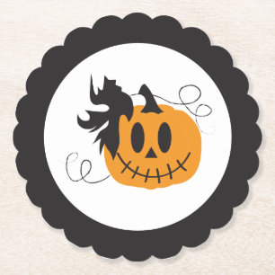Dessous-de-verre En Papier Jack-o'-lantern Citrouille Halloween orange noir