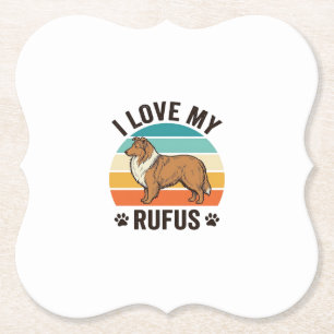 Dessous-de-verre En Papier J'adore mon design de chien vintage Rufus_1