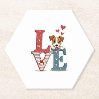 Dessous-de-verre En Papier J'aime Jack Russell Terrier Chien Joyeuse Saint-Va