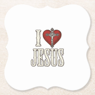 Dessous-de-verre En Papier J'aime Jésus gravure vintage conception de t-shirt