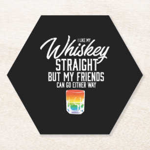Dessous-de-verre En Papier J'Aime Ma Whiskey Stright LGBT Rainbow Pride